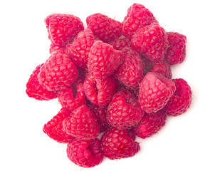 Fresh Red Raspberries Isolated on a White Background