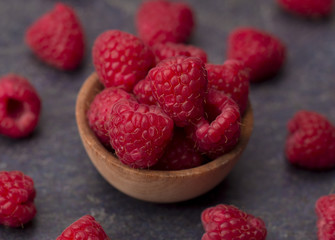 Red Raspberries on a Slate Background