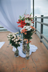wedding decoration at the exit ceremony in Batumi near the sea in summer