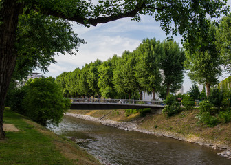 Fototapeta premium Urban views and landscapes on the river Weise. Basel, Switzerland.