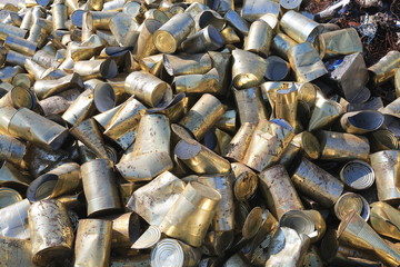 Pile of cans for scarp, background