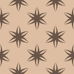 Brown floral seamless pattern on beige background