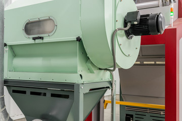 equipment in the processing shop in the textile factory