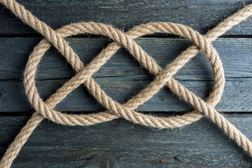 Fototapeta na wymiar Double Carrick Bend. Rope knot