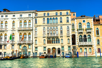 Colorful Grand Canal Boats Venice Italy