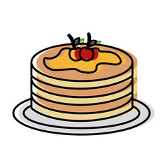 pancake with syrup maple on dish vector illustration design