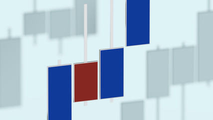Market chart with color bars 3D rendering on dof background