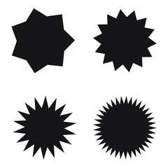 Set of starburst, sunburst badges. Design elements - best for sale sticker, price tag, quality mark. Flat vector illustration isolated on white background.