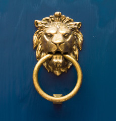 gold lion antique door knob