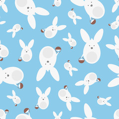 Family of white rabbits. Easter seamless pattern. Good as a background for a website, posters and covers.