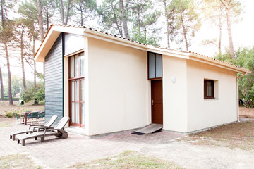 Fototapeta na wymiar Modern and beautiful house with wood wall