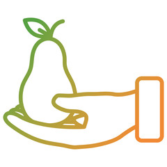 Fototapeta premium hand lifting fresh pear fruit icon vector illustration design