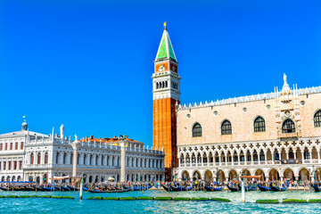 Fototapeta na wymiar Campanile Saint Mark's Square Doge Palace Grand Canal Venice Italy