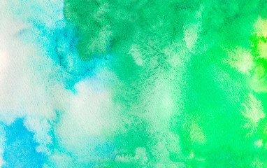 Fototapeta na wymiar turquoise and green watercolor gradient color background. hand draw illustration . colored like blue, teal, emerald 
