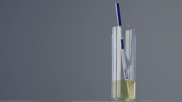 Pregnancy test device showing the positive result. HCG hormone level test.