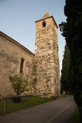 Fototapeta na wymiar bell tower of the Church of San Pietro in Mavino, Sirmione, Italy.