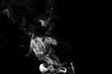 White smoke isolated on black background