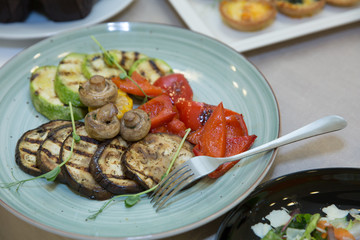 Plate with Grill Vegetables at the buffet