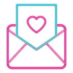 envelope with heart love in neon lights vector illustration design