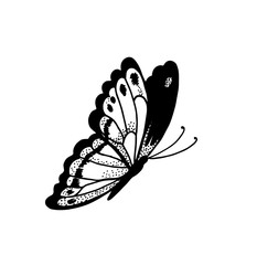 Ornamented abstract butterfly and flower