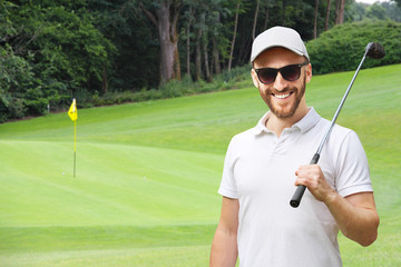 Golfer with golf club
