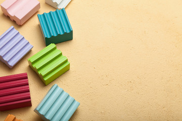 Construction toy blocks with copy space for text.