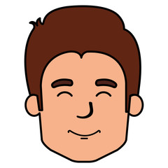 young man head avatar character vector illustration design