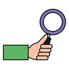 hand with magnifying glass icon vector illustration design