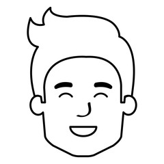 young man head avatar character vector illustration design