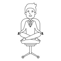 businessman doing the lotus position in office chair vector illustration design