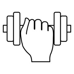 hand with weight lifting device icon vector illustration design