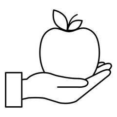 hand lifting apple fresh fruit icon vector illustration design