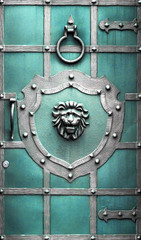 Fototapeta premium large metal, forged doors