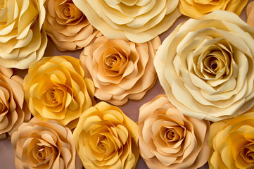 Paper flower. Colorful Handmade Roses cut from paper.
