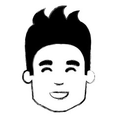 young man head avatar character vector illustration design