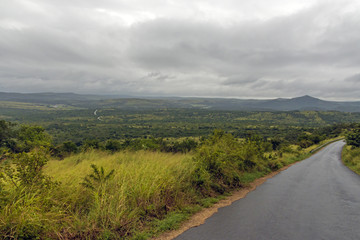  Rural Landscape with Misty Hills and Valleys Overcast Sky