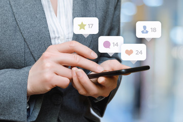 Social media icon in the phone.