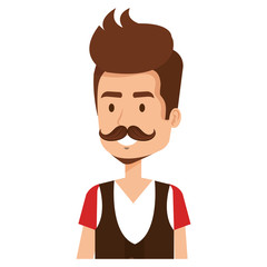 young man with mustache hipster style vector illustration design