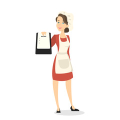 Waitress with recipe.