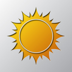 Paper art of the yellow sun icon. Vector illustration.