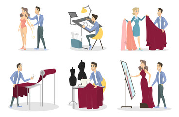 Tailoring illustrations set.