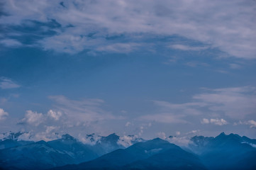 Fototapeta na wymiar Beautiful blue Panoramic view of mountain