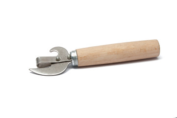 wooden can opener isolated on the white