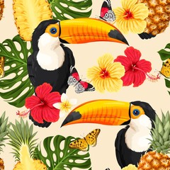Toucans and flowers