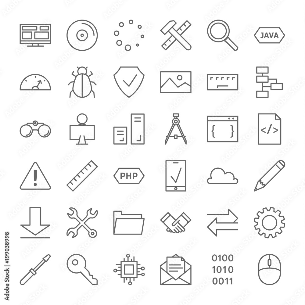 Poster programming icons set.
