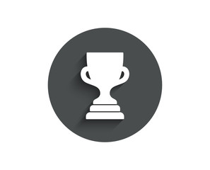 Award cup simple icon. Winner Trophy symbol. Sports achievement sign. Circle flat button with shadow. Vector