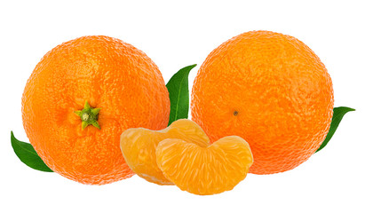 Fresh mandarin orange isolated on white background with clipping path