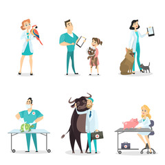 Veterinarians with animals.