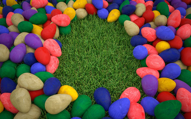 Frohe Ostern Botschaft Kreis Eier Hintergrund