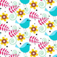 floral and bird pattern